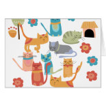 Colorful Kitty Cats Print Gifts for Cat Lovers Cards