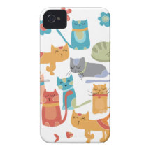 Colorful Kitty Cats Print Gifts for Cat Lovers iPhone 4 Case