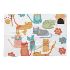Colorful Kitty Cats Print Gifts for Cat Lovers Towels