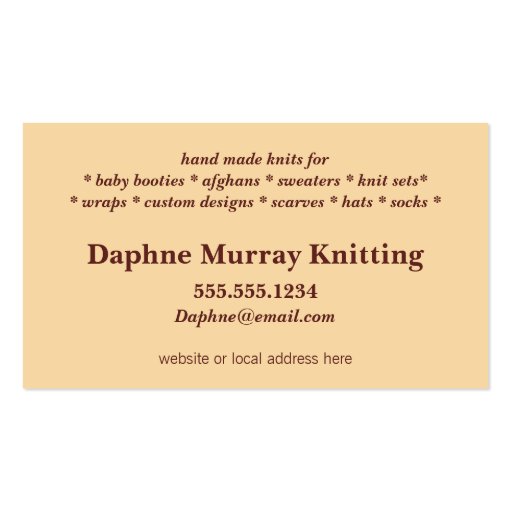 Colorful Knitting Business Card (back side)