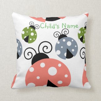 Colorful Lady Bug Pattern Throw Pillow