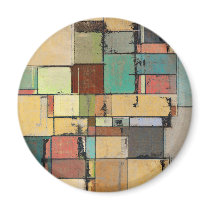 Colorful Lattice Abstract Art Round Magnet