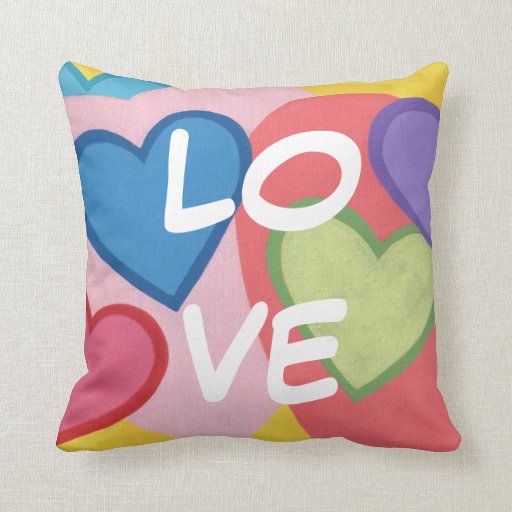 Colorful Layered Hearts Love Throw Pillows Zazzle