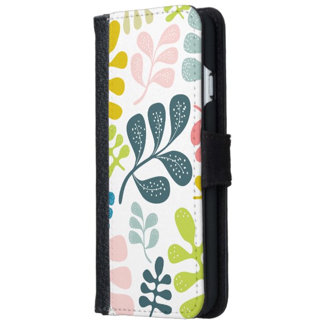 Colorful Leaves Modern Foliage Pattern iPhone 6 Wallet Case