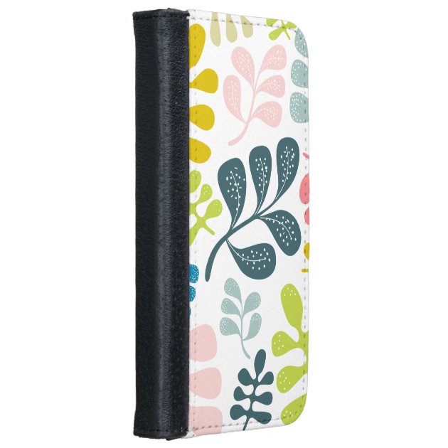 Colorful Leaves Modern Foliage Pattern iPhone 6 Wallet Case