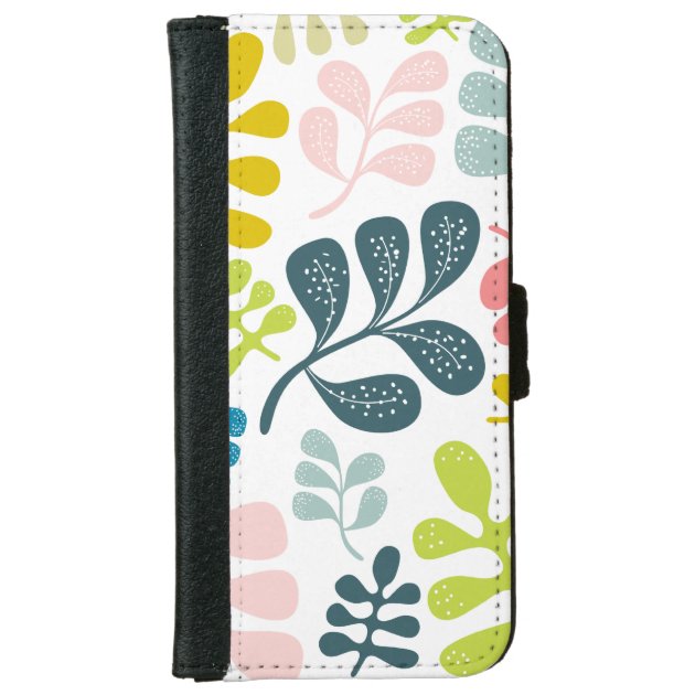 Colorful Leaves Modern Foliage Pattern iPhone 6 Wallet Case-2