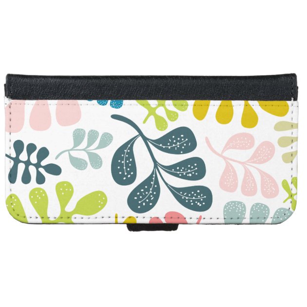 Colorful Leaves Modern Foliage Pattern iPhone 6 Wallet Case-3