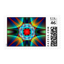 Colorful Light Burst Jewel Fractal Postage Stamp