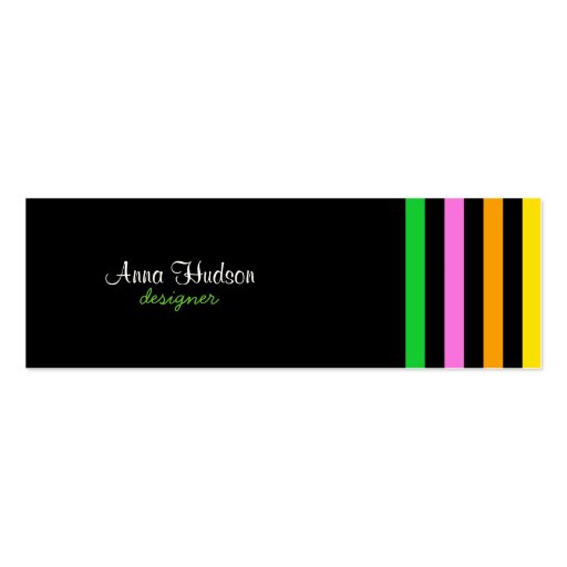 Colorful Lines Stripes Green Red Blue Yellow Pink Business Card (front side)