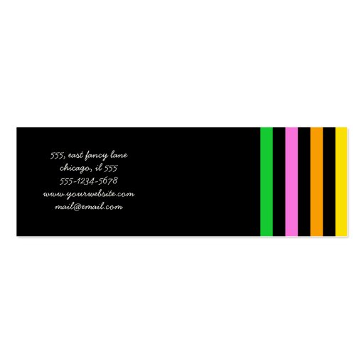 Colorful Lines Stripes Green Red Blue Yellow Pink Business Card (back side)