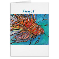 Colorful Lionfish "Stained Glass" Style Art! Greeting Cards