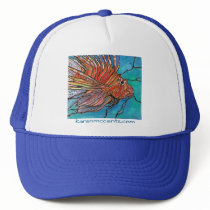 Colorful Lionfish "Stained Glass" Style Art! Hats