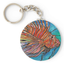 Colorful Lionfish "Stained Glass" Style Art! Keychain