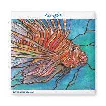 Colorful Lionfish "Stained Glass" Style Art! Refrigerator Magnets