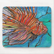 Colorful Lionfish "Stained Glass" Style Art! Mouse Pads
