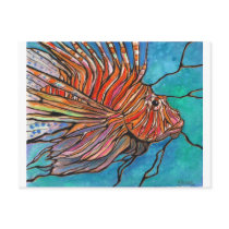 Colorful Lionfish "Stained Glass" Style Art! Postcard
