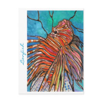 Colorful Lionfish "Stained Glass" Style Art! Postcard