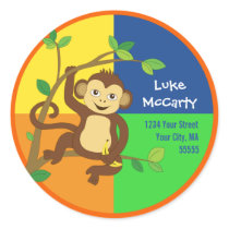 Colorful Little Monkey Address Label stickers