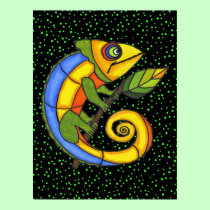 Colorful Lizard on a Branch Original Painting posters