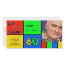 Colorful Look Whos Turning 60 Birthday Invite Photo Cards