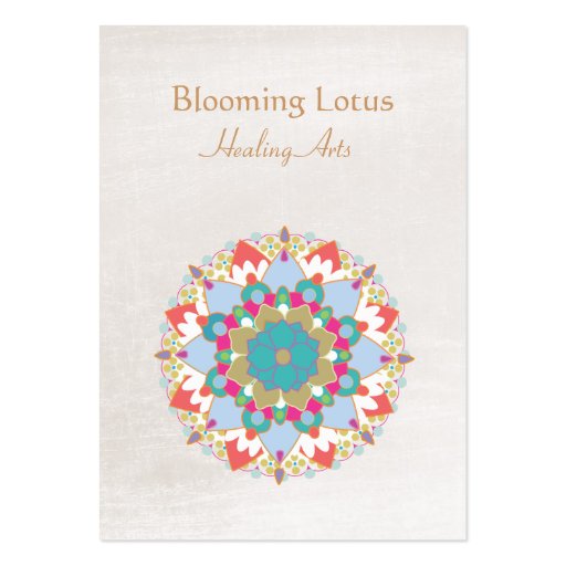 Colorful Lotus Flower  Mandala Healing Arts Business Card (front side)