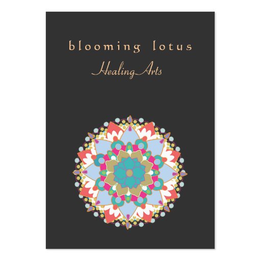 Colorful Lotus Flower  Mandala Healing Arts Business Card Templates (front side)