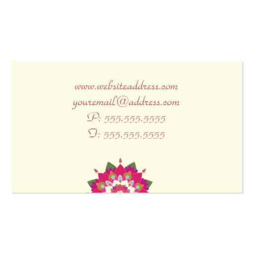 Colorful Lotus Mandala Flower Cute Business Card Templates (back side)