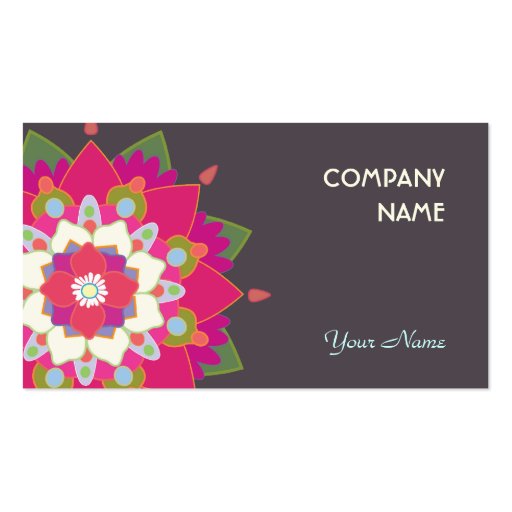 Colorful Lotus Mandala Flower Cute Business Card Templates (front side)