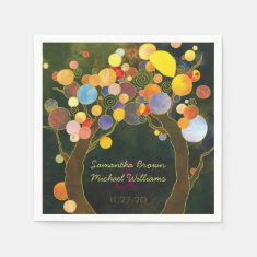 Colorful Love Trees Custom Wedding Paper Napkins Paper Napkin