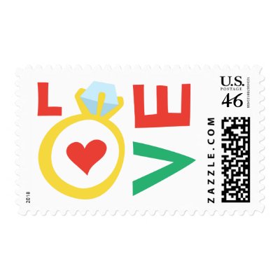 Colorful love wedding ring postage stamps by TheStationeryShop