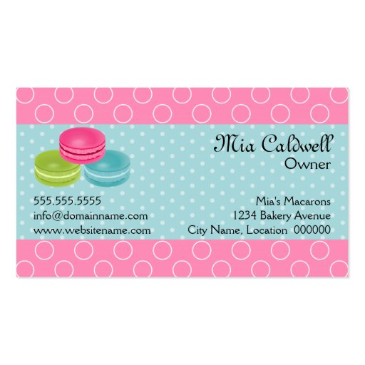 Colorful Macarons Bakery Business Cards (back side)