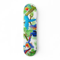 Colorful Macaw Parrots Skateboard