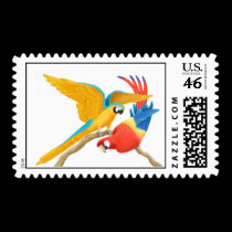 Colorful Macaws postage
