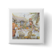 Colorful Mad Hatter's Tea Party Pinback Buttons