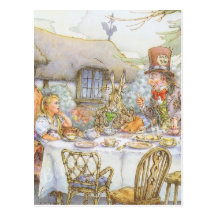 Colorful Mad Hatter's Tea Party Post Card