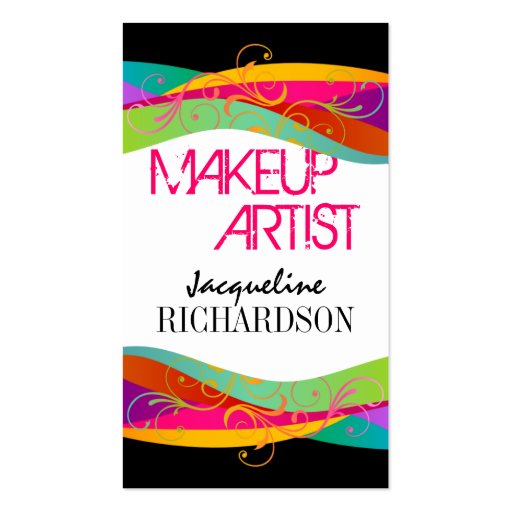 Colorful Makeup Artist Business Cards (front side)