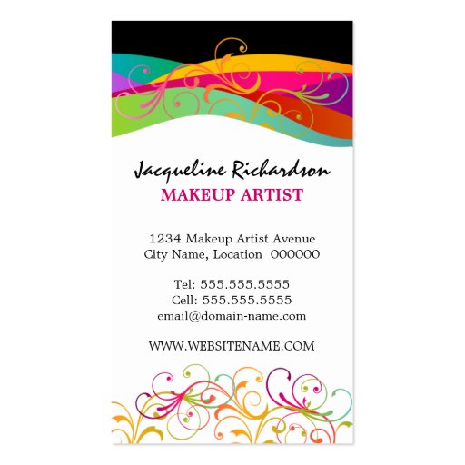 Colorful Makeup Artist Business Cards (back side)