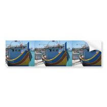 Colorful Maltese Fishing Boat Bumper Stickers