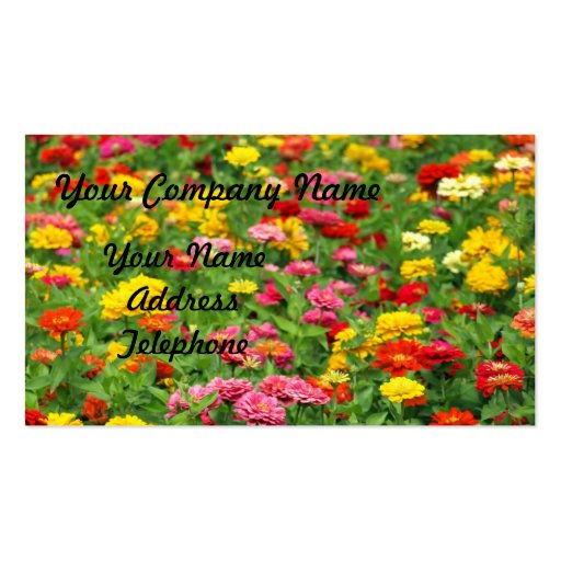 Colorful Marigold Flower Bed Business Card Templates (front side)