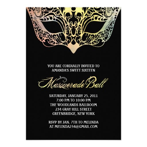 Colorful Mask Masquerade Invitations