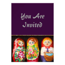 Colorful Matryoshka Dolls Custom Invitation