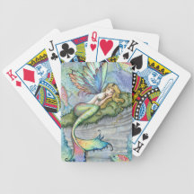 Colorful Mermaid and Carp Fish Fantasy Art Bicycle Playing Cards