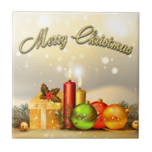 Colorful Merry Christmas Candle Decorations Tile
