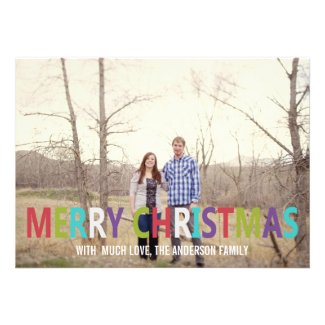 Colorful Merry Christmas Photo Flat Cards
