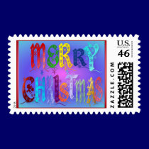 Colorful Merry Christmas  Postage stamps