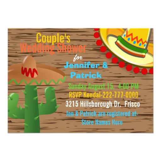 Colorful Mexican Themed Couple's Wedding Shower Custom Invitations
