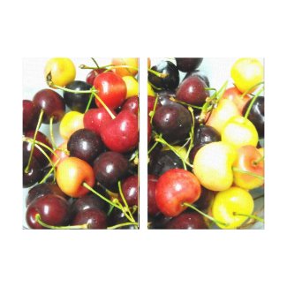 Colorful Mixed Cherries Food Canvas Wall Art