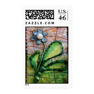 Colorful mixed media flower stamp