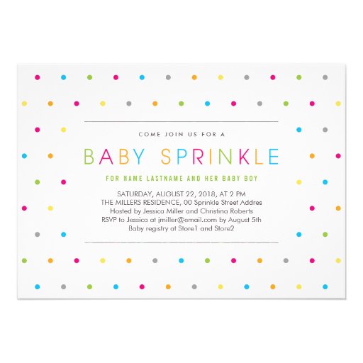 Colorful Modern Clean Neutral Baby Sprinkle Invite Announcements (front side)