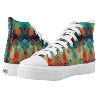 Colorful Modern Cubes Geometric Pattern Printed Shoes